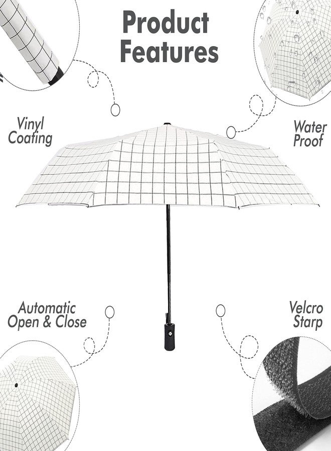 Kraptick Printed Heavy Rain Umbrella For Women & kids, Umbrella Big Size for Rain (CHECKERED WHITE) - Image 5